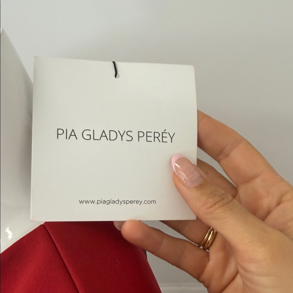 Pia Gladys Perey Chic Red Midi Wrap Dress NWT - Picture 2 of 7